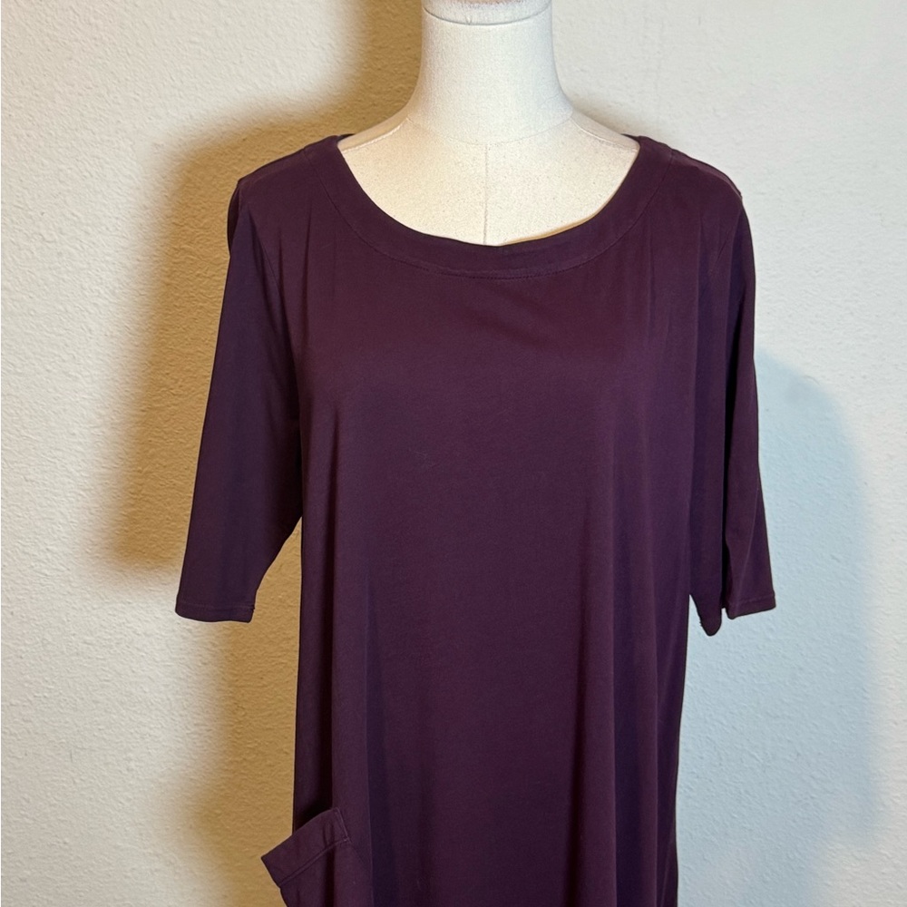 NWT J. Jill Pure Jill Tie-Dye Border Midi Dress Acai Multi size Large Tall - Picture 2 of 13